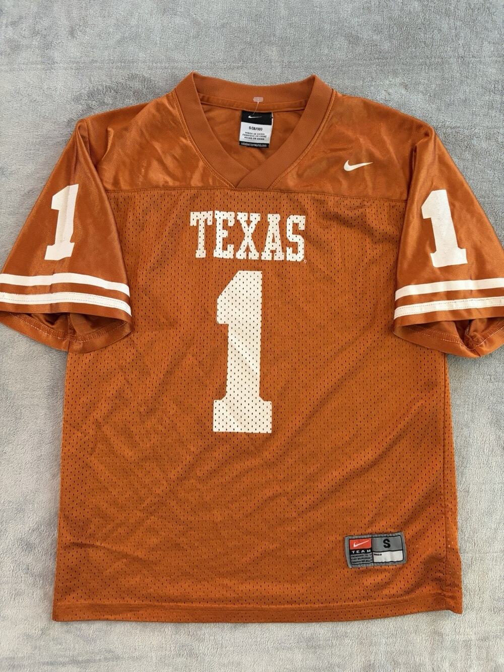 NIKE Texas Longhorns Football Youth Jersey Sz Small Burnt Orange #1